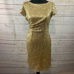 Adrianna Papell Gold Sequin Dress